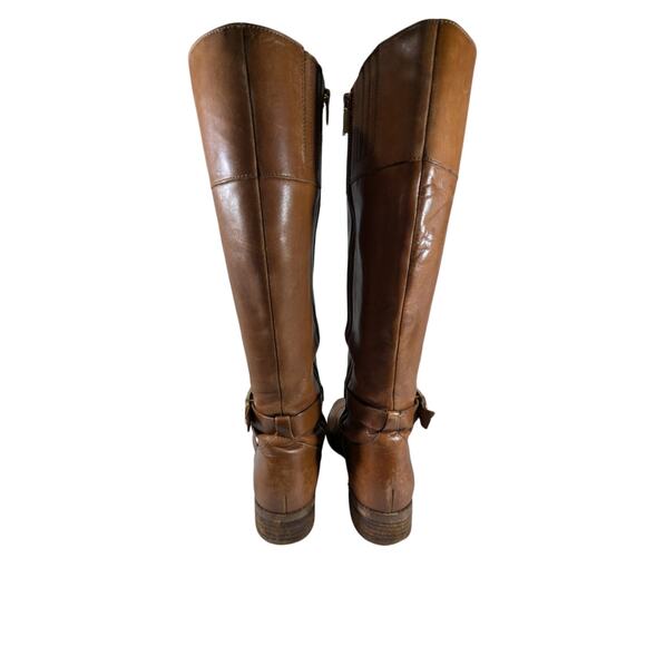 MICHAEL BY MICHAEL KORS! PECAN BROWN GENUINE LEATHER GOLD LOGO BOOTS!SZ 8M - Picture 8 of 12